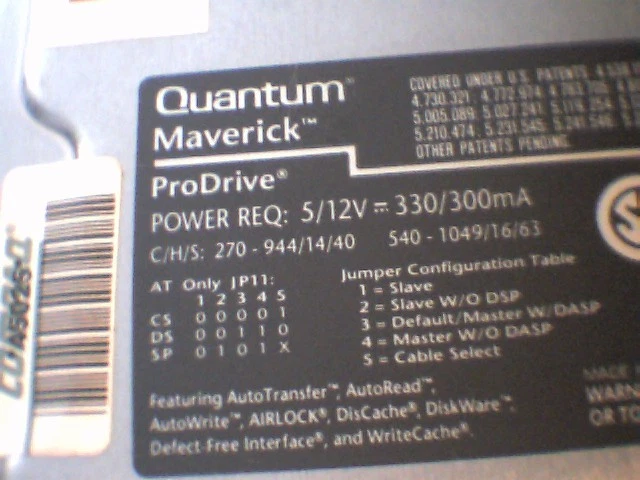 Hard Disk Drive IDE Quantum Maverick ProDrive 270AT MV27A492 Rev02-F 171011-001 - image 7