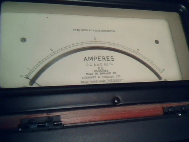 1930s MEGGER AMPERES AC/DC 5A EVERSHED & VIGNOLES vintage test meter ammeter - image 4