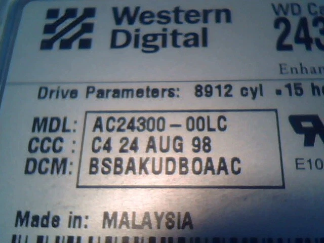 Hard Disk Drive Western Digital Caviar 24300 AC24300-00LCC4 BSBAKUDBOAAC - image 3