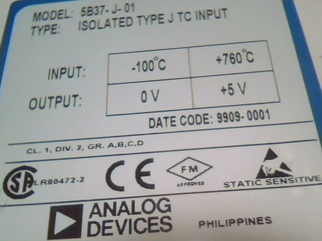 * BRAND NEW * ANALOG DEVICES 5B37-J-01 ISOLATED TYPE J TC INPUT MODULE 5B37J01 - image 3