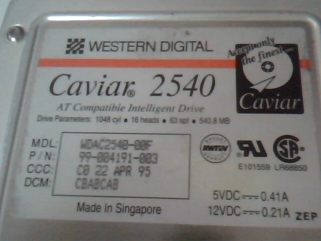 Hard Drive IDE Disk Western Digital Caviar 2540 WDAC2540-00F 99-004191-003