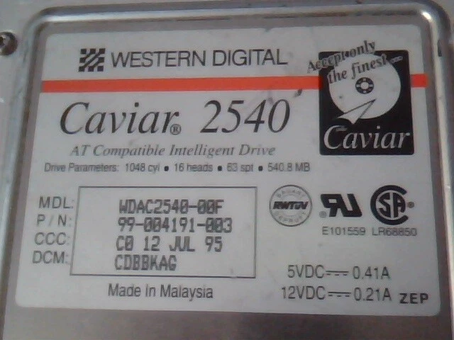 Hard Drive IDE Disk Western Digital Caviar 2540 WDAC2540-00F 99-004191-003