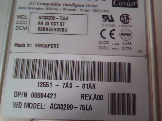 Hard Drive IDE Disk Western Digital Caviar 33200 AC33200-75LA BSBAECHOCBU - image 2