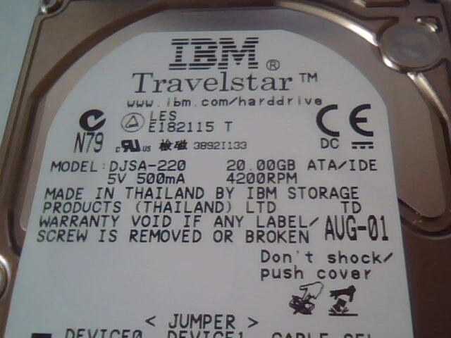 2.5 Hard Drive IDE Disk IBM Travelstar DJSA-220 20GB 07N6619 H31898 - image 2