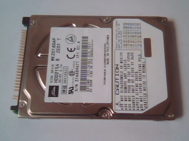 2.5 Hard Drive IDE Disk Toshiba MK2016GAP HDD2154 B ZE01 T 20GB
