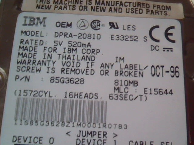 2.5 Hard Drive IDE Disk IBM DPRA-20810 85G3628 E15644 - image 2