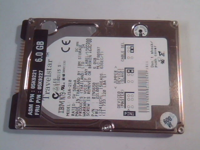 2.5 Hard Disk Drive IDE IBM Travelstar DJSA-210 07N5650 6.0GB 22L0055 F80597
