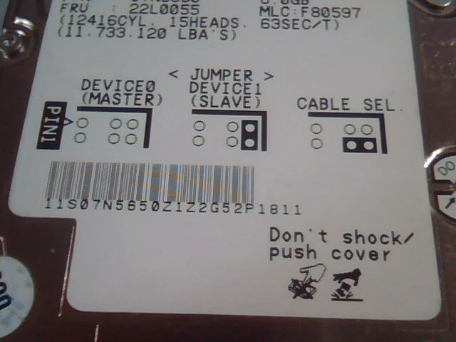 2.5 Hard Disk Drive IDE IBM Travelstar DJSA-210 07N5650 6.0GB 22L0055 F80597 - image 3