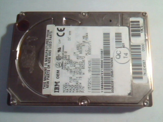 2.5 in Hard Disk Drive IDE IBM DPRA-20810 85G3672 E15644 810MB