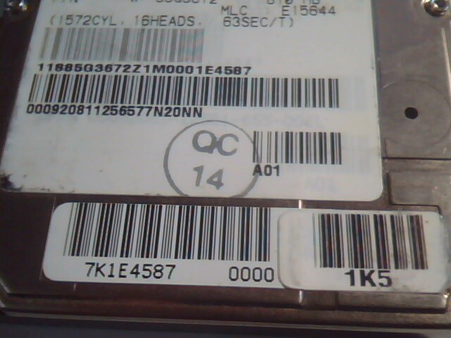 2.5 in Hard Disk Drive IDE IBM DPRA-20810 85G3672 E15644 810MB - image 3