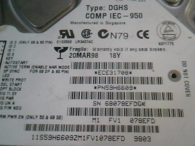 Hard Drive Disk SCSI Hewlett Packard HP D5039 D5039-60001 SCA-80 DGHS 59H6609 - image 3