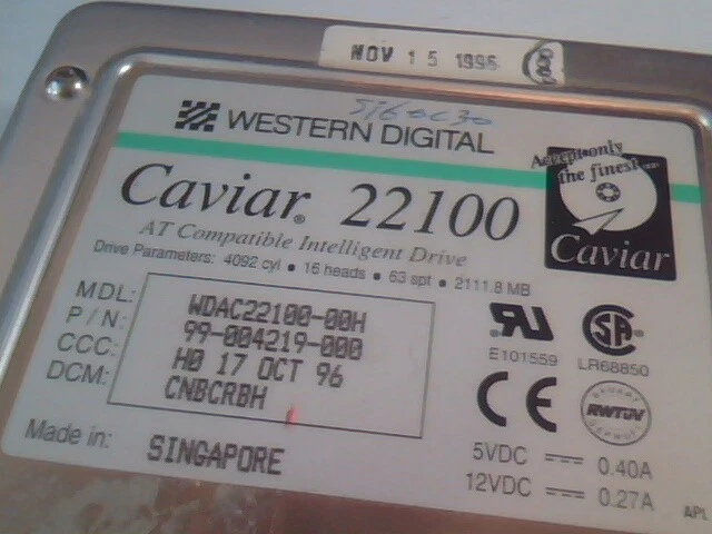 Hard Drive IDE Western Digital Caviar WDAC22100-00H Caviar 22100 99-004219-000 - image 2