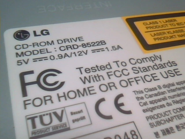 LG CD-ROM CD Drive CRD-8522B 1.02 Feb 2001 52X MAX 40-pin IDE ATA vintage - image 3