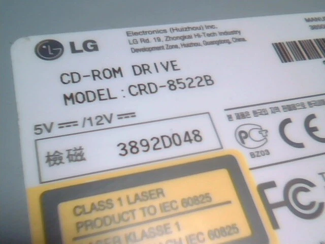 LG CD-ROM CD Drive CRD-8522B 2.01 Sept 2001 52X MAX 40-pin IDE ATA vintage - image 3