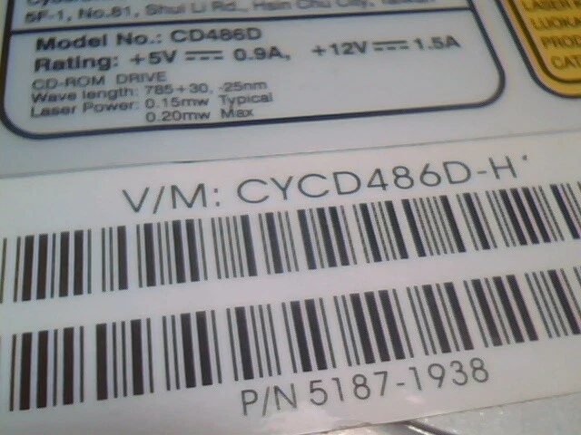 CyberDrive CyberMAX CD-ROM CD-R Drive CD486D 110R 48X 40pin IDE ATA - image 3
