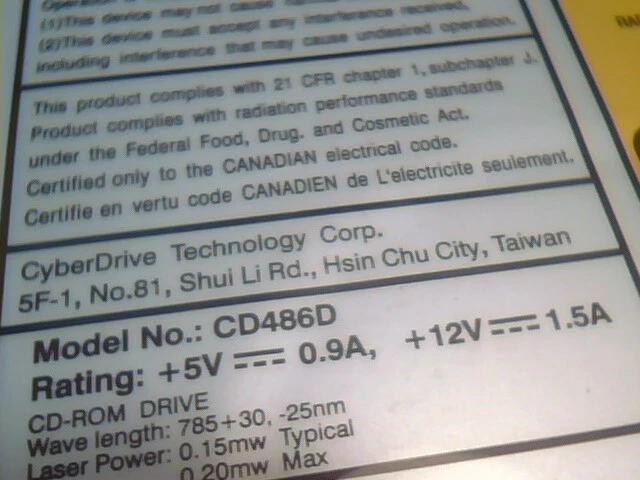 CyberDrive CyberMAX CD-ROM CD-R Drive CD486D 110R 48X 40pin IDE ATA - image 4