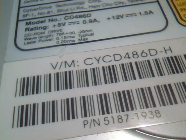CyberDrive CyberMAX CD-ROM CD-R Drive CD486D 160R 48X 40pin IDE ATA - image 3