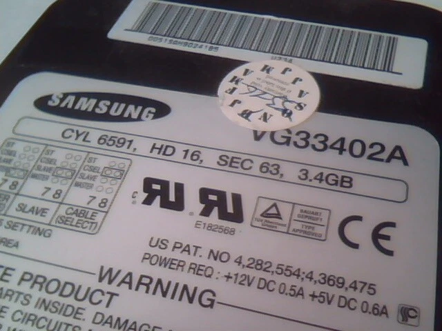 Hard Drive Disk IDE Samsung VG33402A Rev AA 1997.09 - image 2