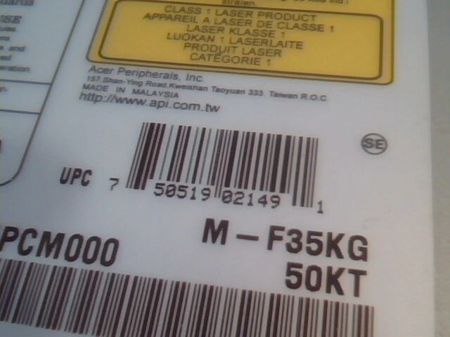 CD Drive Acer 650P-072 M-F35KG 50X max 50KT February 2000 - image 3