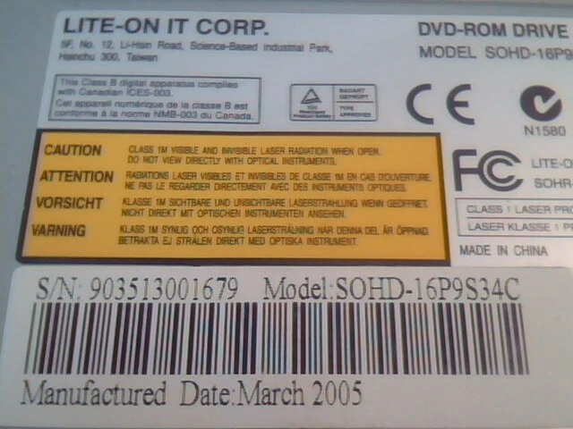 LITE-ON IT CORP SOHD-16P9S DVD-ROM Drive March 2005 CD - image 2