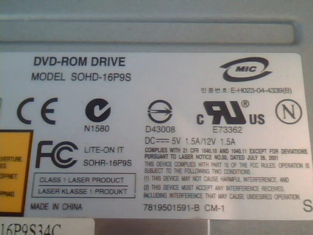 LITE-ON IT CORP SOHD-16P9S DVD-ROM Drive March 2005 CD - image 3