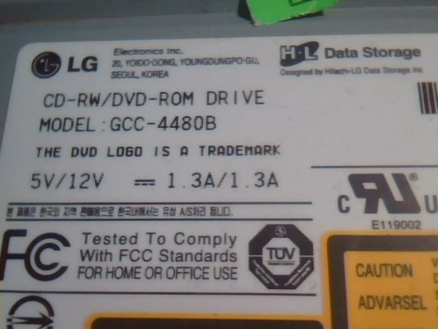 LG CD-RW DVD ROM Drive GCC-4480B March 2003 1.02 16xDVD 48x24x48x - image 4