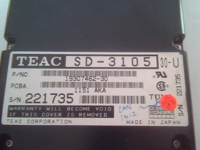 IDE Hard Disk Drive TEAC SD-3105 19307462-30 1151 AKA - image 2