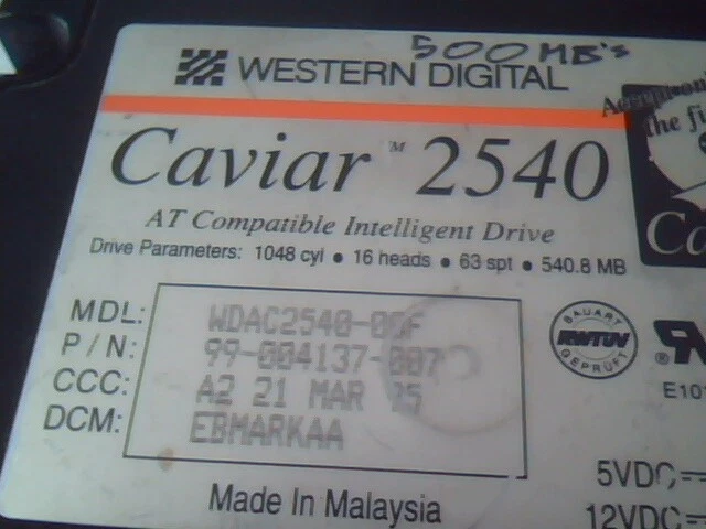 IDE Hard Disk Drive Western Digital Caviar 2540 WDAC2540-00F 99-004137-007 - image 2