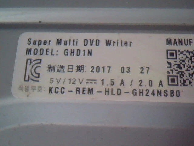 DVD Drive - HL Super Multi DVD Writer GHD1N March 2017 - image 2