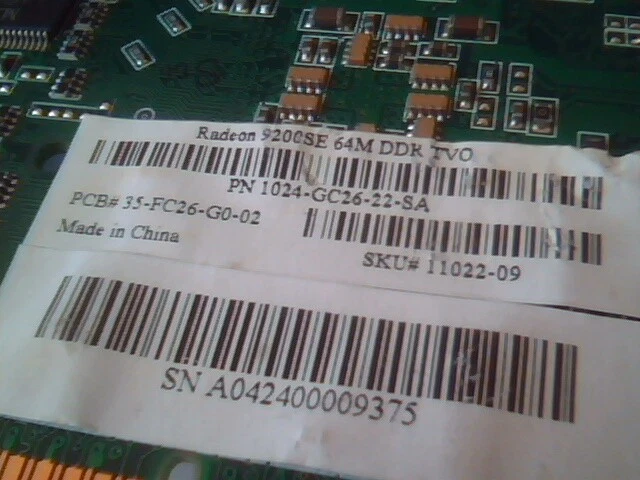 AGP card ATI Radeon 9200SE 64M DDR TVO VGA Video 1024-GC26-22-SA - image 2