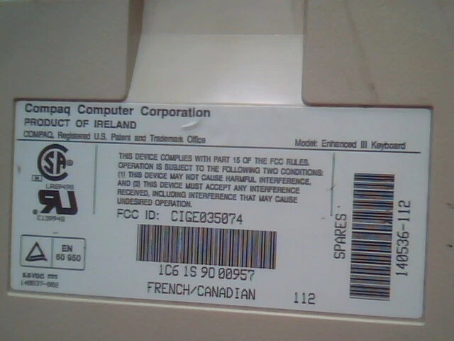 Compaq Enhanced III Keyboard CIGE035074 140536-112 French/Canadian - image 6