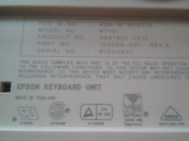 Epson Keyboard RT101 AQ6-MTN56Z15 120559-001 Rev A - vintage, working - image 7