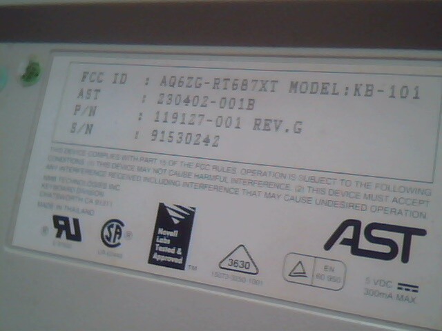 AST Keyboard 119127-001 Rev G KB-101 AQ6ZG-RT687XT - vintage, working - image 6