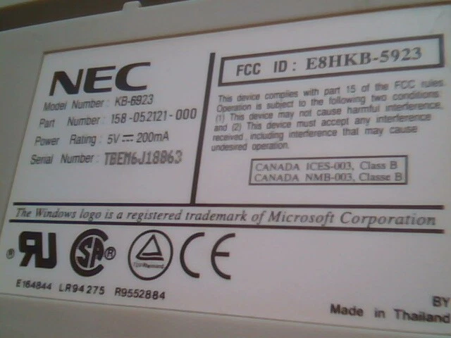 NEC Keyboard - KB-6923 158-052121-000 E8HKB-5923 - vintage, working - image 7