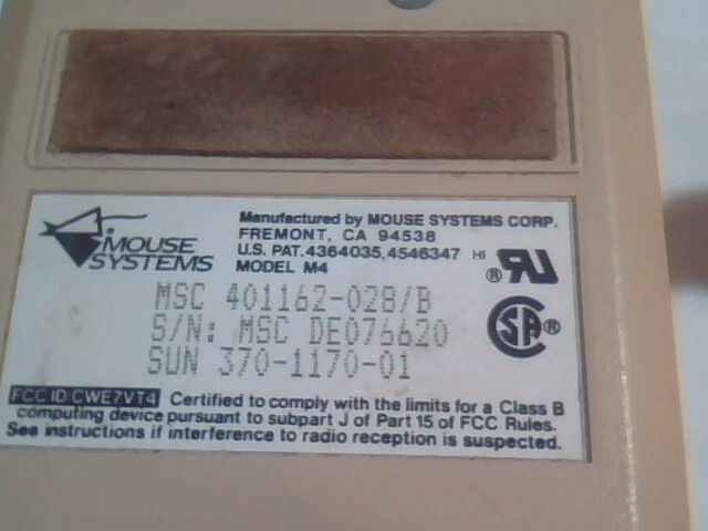 Vintage Sun Mouse Systems 370-1170-01 401162-028/B 3-button - Working - image 4