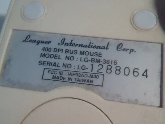 Vintage Leaguer International Corp. 400 DPI Bus Mouse LG-BM-3816 - Working - image 4
