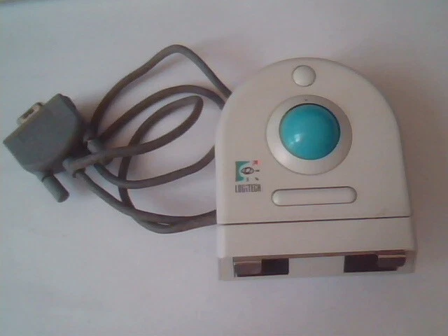Vintage Logitech Trackman Clip-On 9-pin serial trackball 2-button - Working