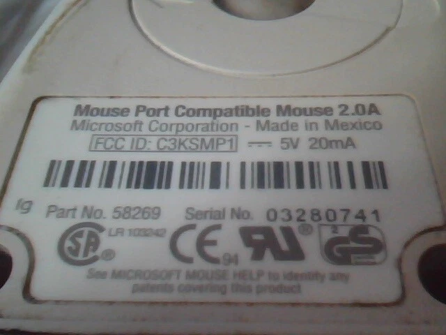 LOT of 2 Vintage Microsoft 2.0A Port PS/2 Mouse 58269 2-button - Working - image 4