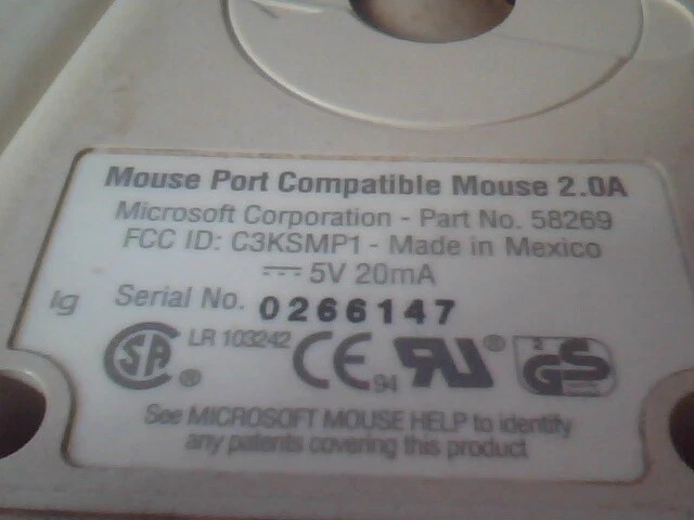 LOT of 2 Vintage Microsoft 2.0A Port PS/2 Mouse 58269 2-button - Working - image 5