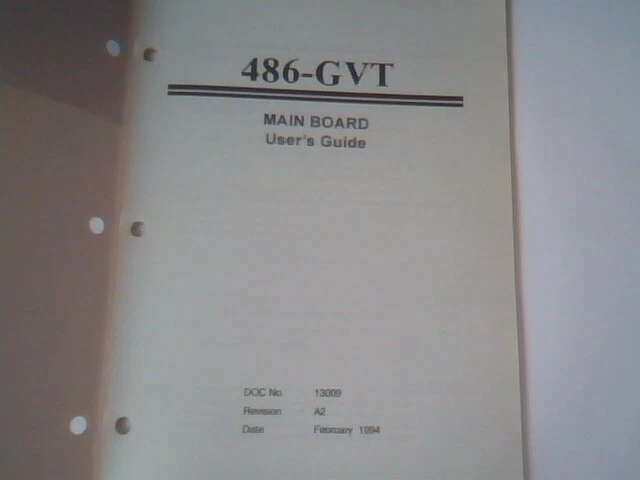 User's Manual Guide - 486-GVT Main Board Mainboard 13009 A2 Feb 1994 - image 3