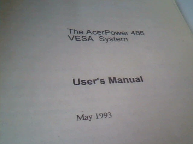 User's Manual Guide - AcerPower 486 VESA System Acer May 1993 - image 3