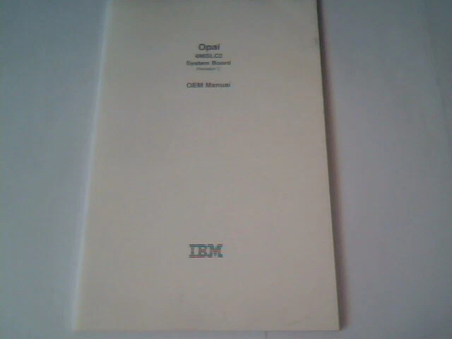 User's Manual Guide - Opal 486SLC2 System Board Rev C OEM IBM