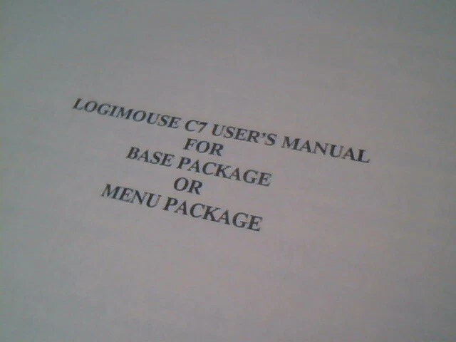 User's Manual Guide - LogiMouse C7 Logitech Mouse for Basic or Menu package - image 3