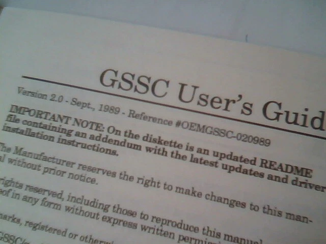 User's Manual Guide - GSSC GSSC/g Version 2 Sept 1989 - image 3