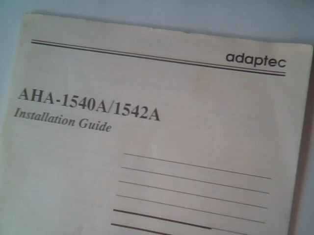 User's Manual Guide - AHA-1540A/1542A Installation Guide Adaptec 510044-00 1989 - image 2