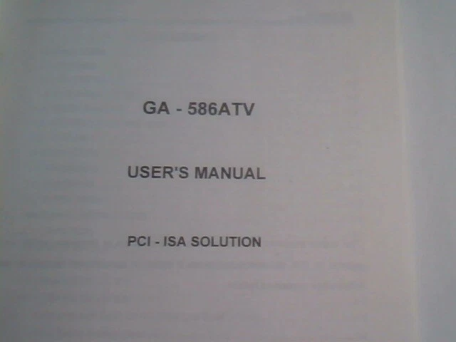 User's Manual Guide - Magitronic GA-586ATV PCI ISA Bus Motherboard 586ATV - image 2