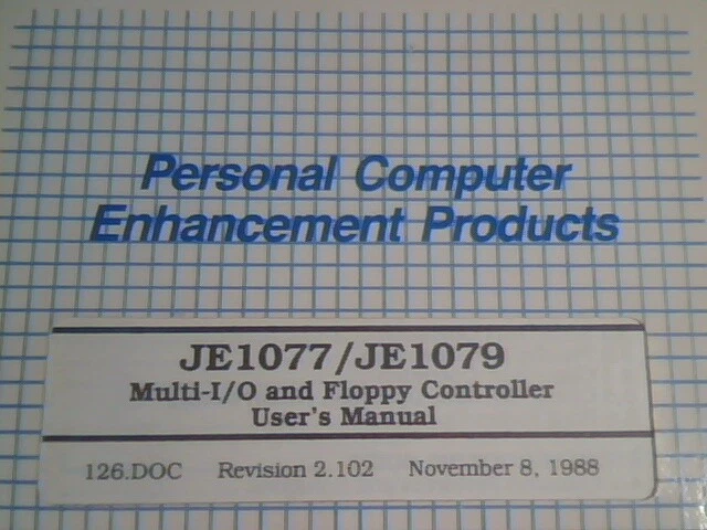User's Manual + Floppy - Jameco JE1077 JE1079 Multi-I/O Floppy Controller - image 4