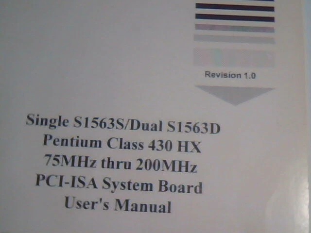 User's Manual Guide - S1563S S1563D Pentium 430 HX PCI-ISA System Board - image 2
