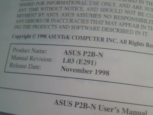 User's Guide Manual - ASUS P2B-N NLX Mainboard Intel 440BX AGPset 1998 1.03 - image 5