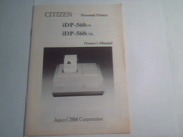 User's Guide Manual - Citizen Personal Printer iDP-560CN iDP-560CNL Japan CBM